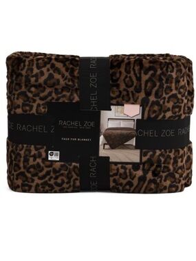 Rachel Zoe Leopard-Print Faux Fur Throw Blanket - Brown & Black